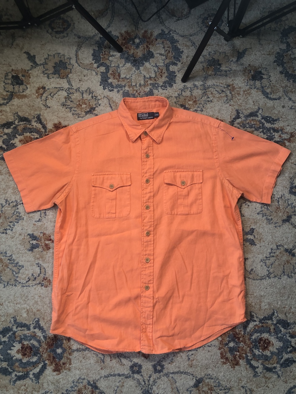 Polo Ralph Lauren Shirt Mens XL Short Sleeve Button Up Double Pocket Casual